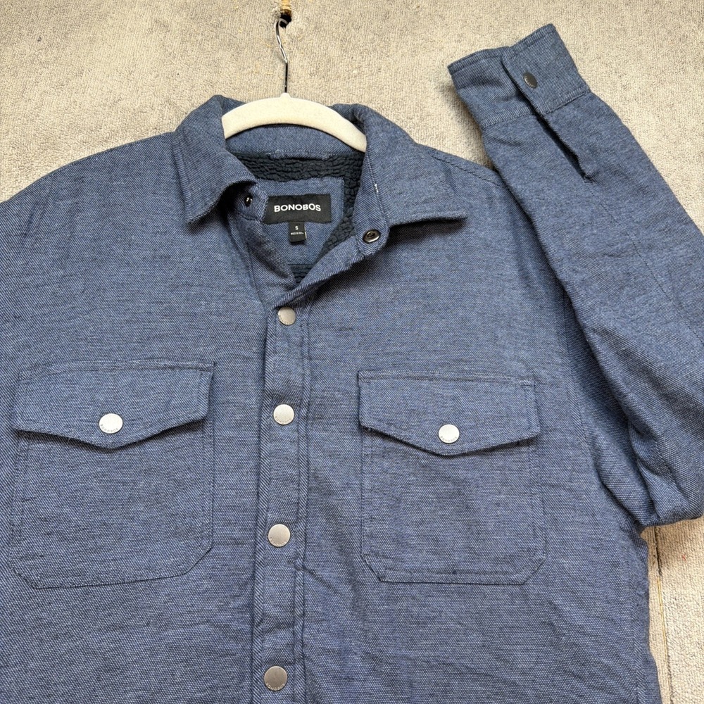Bonobos Men's Fleece Lined Snap Button Shacket Blue Small